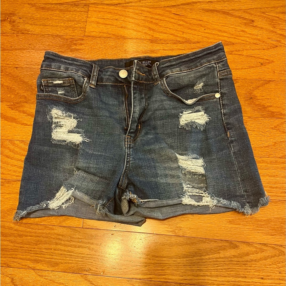 Judy Blue Distressed Blue Jean Shorts